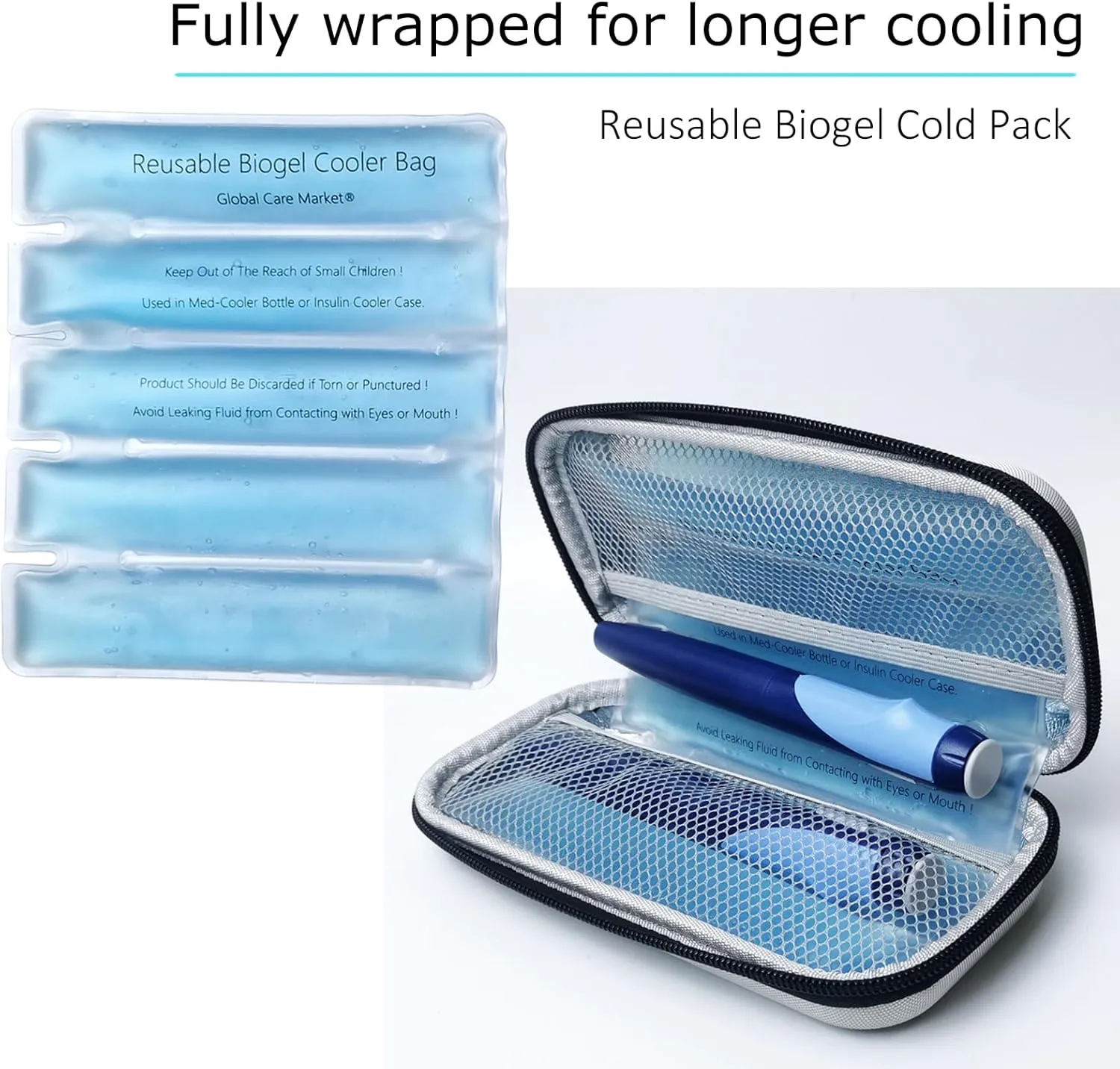 Portable Insulin Cooler Travel Case with Fully-wrap 220-gram Cold Pack - TSA Approved Insulated Diabetic Cooling Bag for Insulin Pens, Vials and Diabetic Supplies Cold Storage