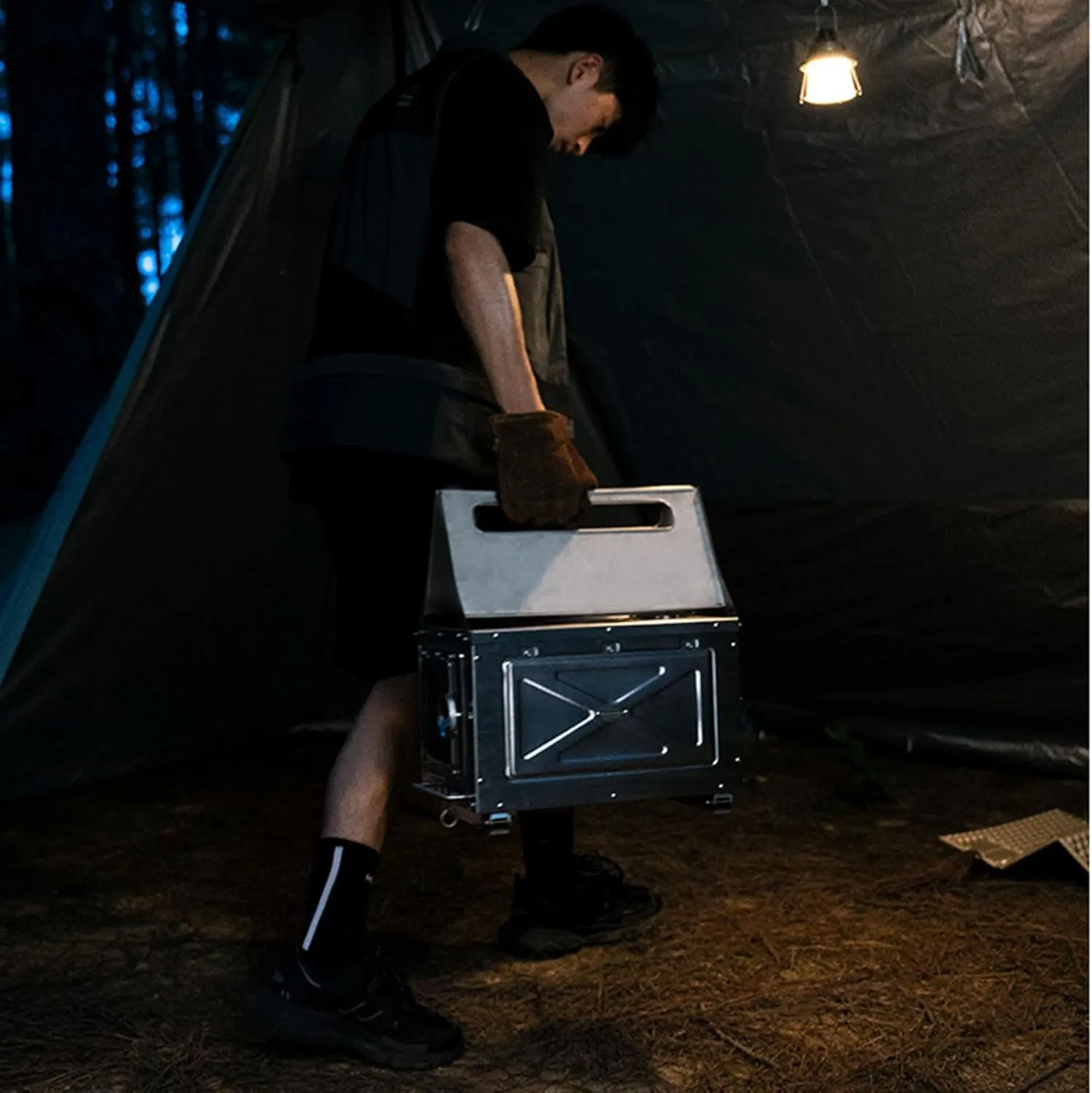 Portable Wood Stove, Titanium Camping Stove with Storage Bag, Folding Wood Burning Stove for Outdoor BBQ, Grill, Hiking, Backpacking, Traveling, Picnic