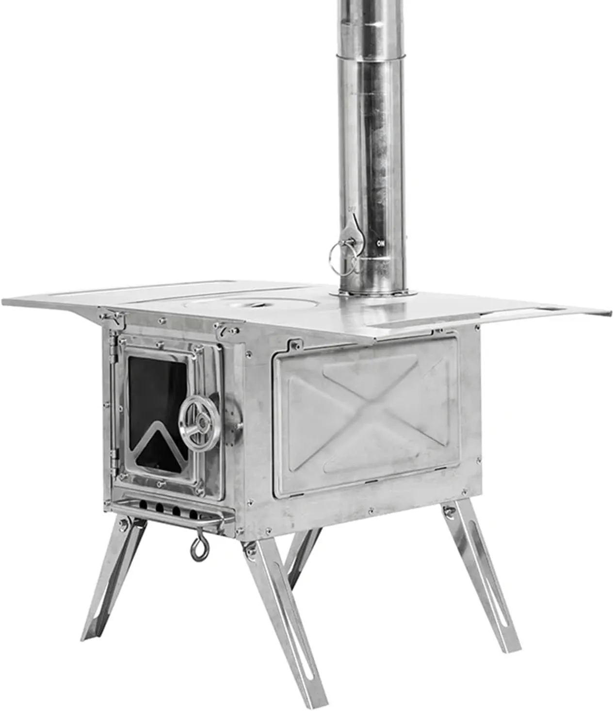 Portable Wood Stove, Titanium Camping Stove with Storage Bag, Folding Wood Burning Stove for Outdoor BBQ, Grill, Hiking, Backpacking, Traveling, Picnic