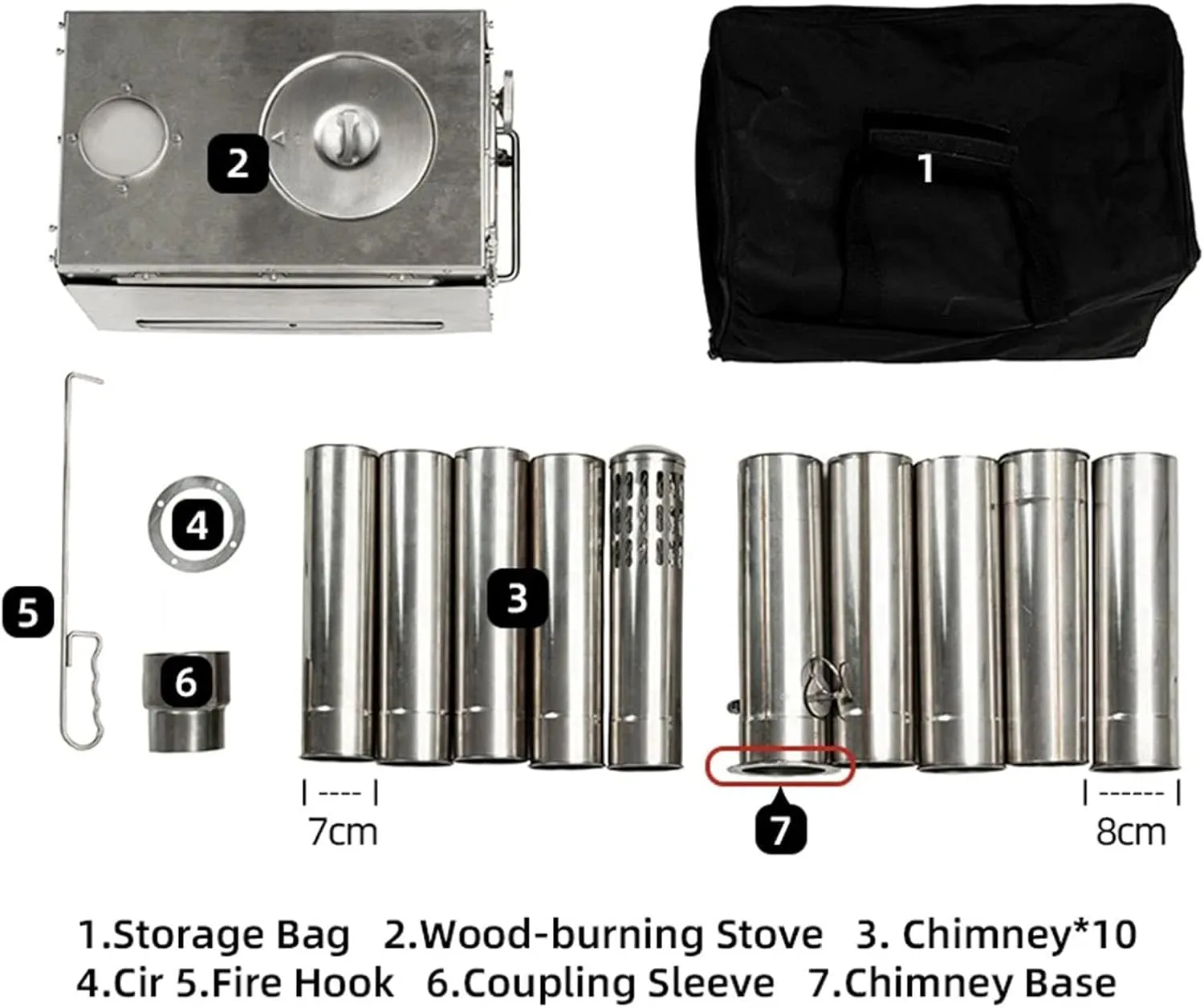 Portable Wood Stove, Titanium Camping Stove with Storage Bag, Folding Wood Burning Stove for Outdoor BBQ, Grill, Hiking, Backpacking, Traveling, Picnic