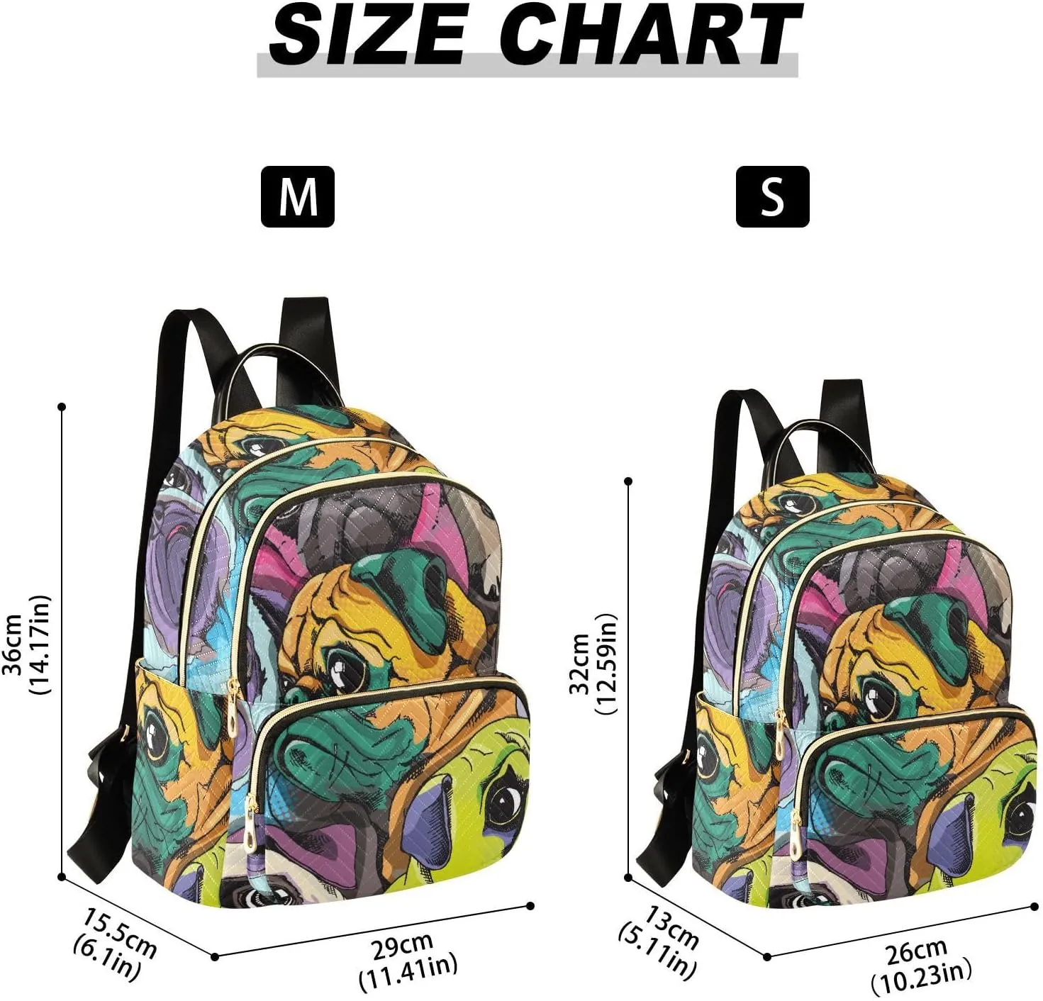 Portrait Of Many Pugs Pop Art Style Mini Backpack for Women, Travel Backpack Purse Daypack Shoulder Bag for Ladies