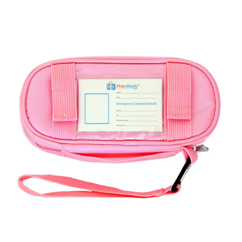 PracMedic Bags Epipen Carry Case Kids- Insulated, Holds 2 Epi Pens or Auvi Q, Antihistamine. Inhaler, Nasal Spray, Eye Drops, Allergy Medicine- Medical Carrying Case for Emergencies (Pink)