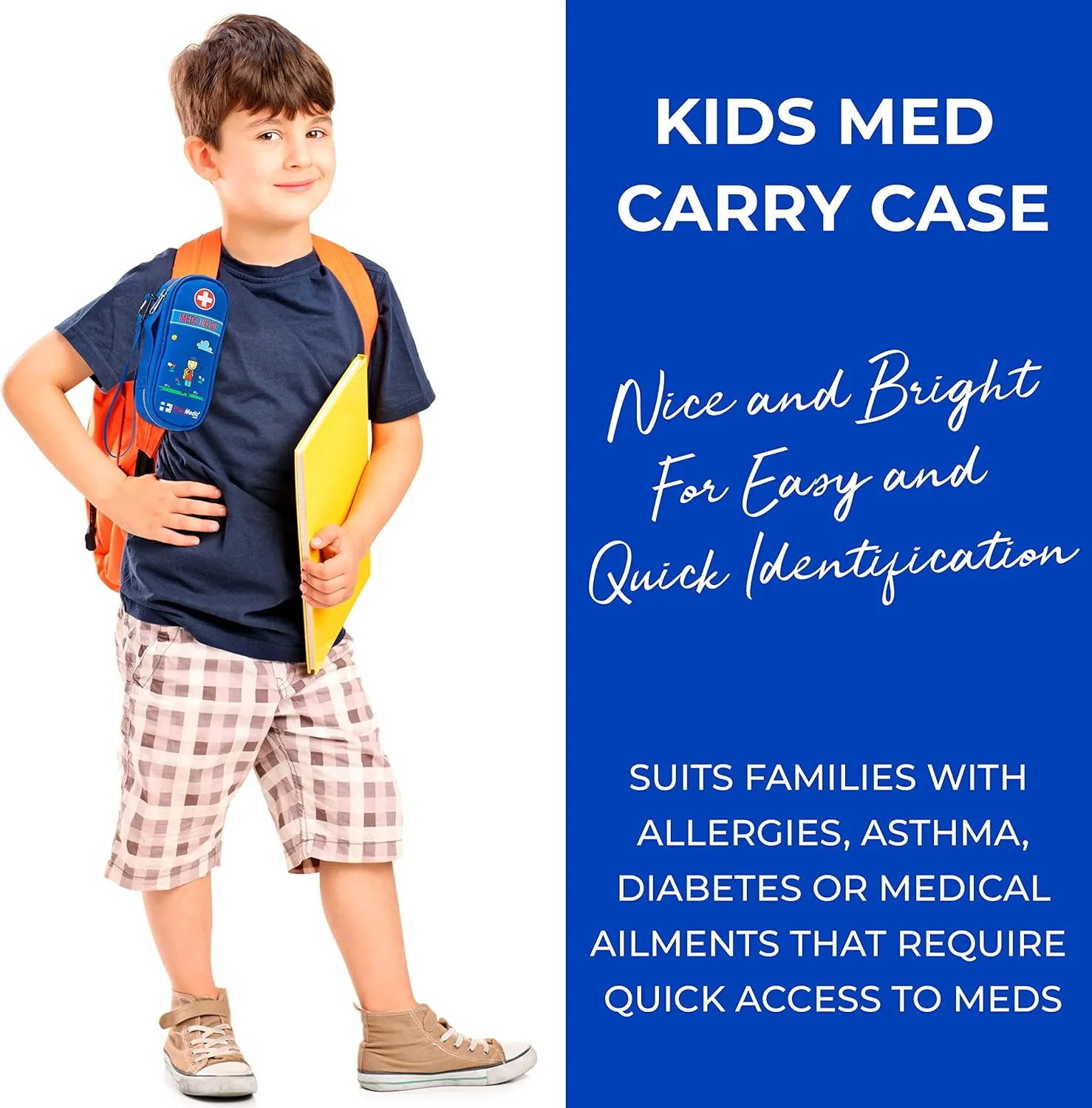 PracMedic Bags Epipen Case - Epi pens Carrying Case- Medical Case for Kids - Insulated to Hold Inhaler, Epi Pen, Auvi Q, Epinephrine, Allergies Medication - Medicine Bag for Traveling (Blue)