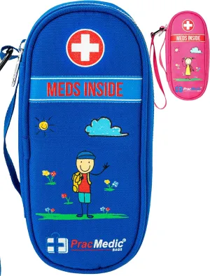PracMedic Bags Epipen Case - Epi pens Carrying Case- Medical Case for Kids - Insulated to Hold Inhaler, Epi Pen, Auvi Q, Epinephrine, Allergies Medication - Medicine Bag for Traveling (Blue)