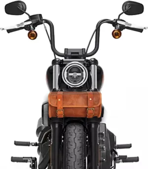 Premium Brown Leather Biker Tool Bag – Durable Fork & Sissy Bar Bag for Motorcycles with Reinforced Straps, Perfect for Handlebars, Vintage-Style Leather Fork Bag for Heavy-Duty Storage