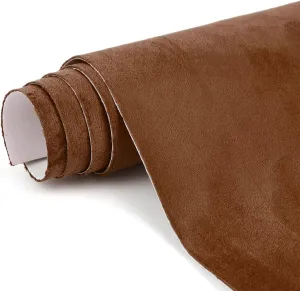 Premium Dark Brown Suede Fabric Wrap - 12x60 inch Suede Wrap for Car Interior - Self-Adhesive Microfiber and Synthetic Leather, Stretchable Interior Film for Car and Home Decor