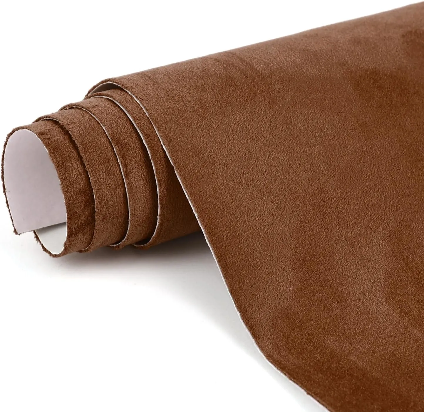 Premium Dark Brown Suede Fabric Wrap - 12x60 inch Suede Wrap for Car Interior - Self-Adhesive Microfiber and Synthetic Leather, Stretchable Interior Film for Car and Home Decor
