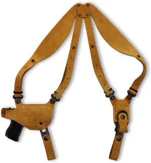 Premium Suede Leather Shoulder Holster with Single Magazine Carrier for Kimber Micro Raptor 380 ACP, Right Hand Draw, Natural Color #1207#