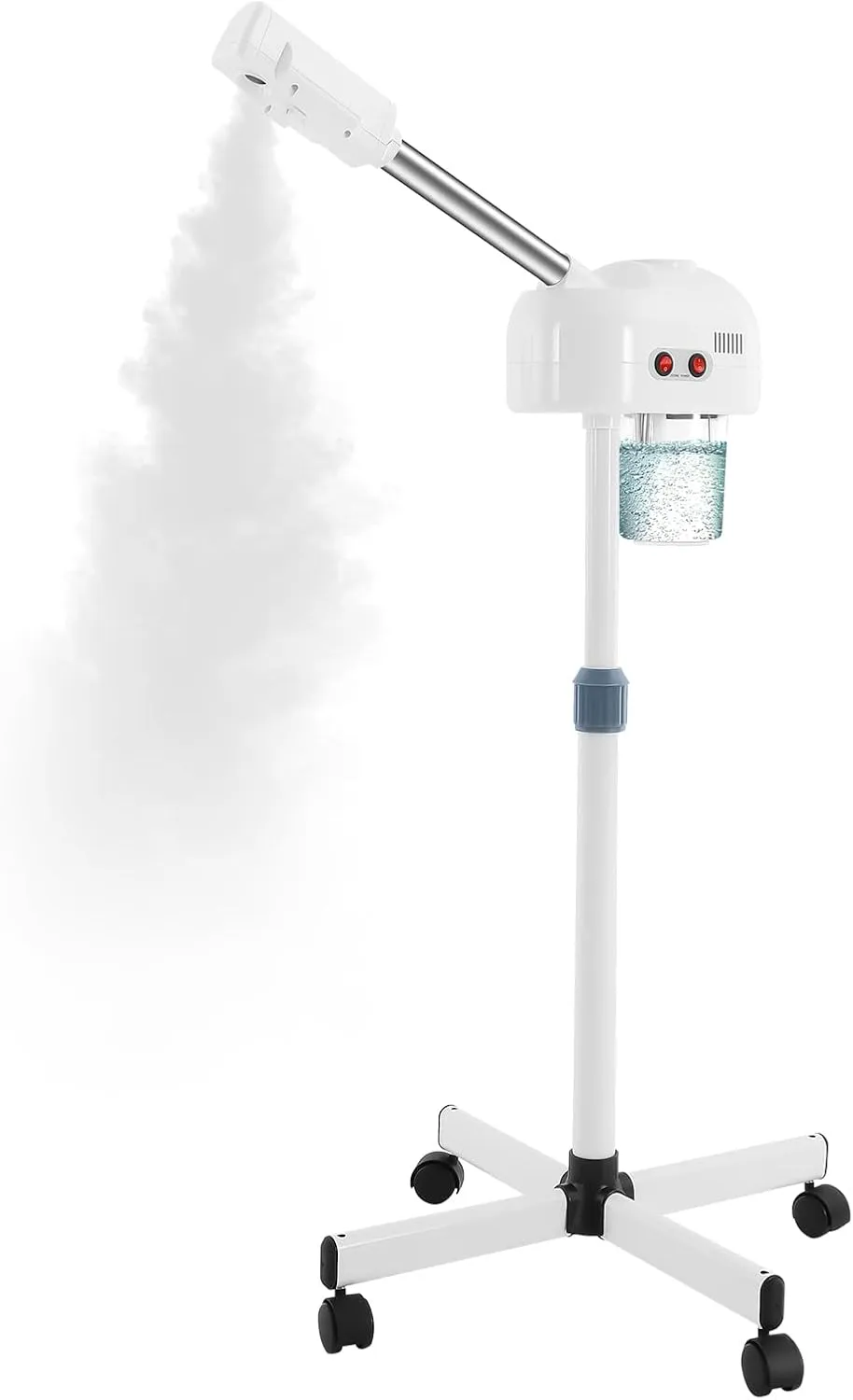 Professional Face Steamer Ozone Facial Steamer on Wheels Height Adjustable and Rotatable Nozzle Skin Care Equipment for Personal Home Salon Spa Skin Cleaning (White)