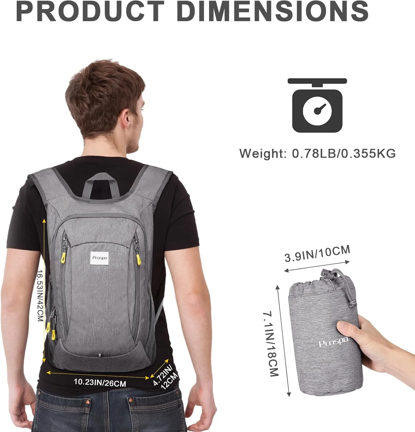Prospo 12L Hiking Backpack Small Lightweight Travel Backpack for Women Men Casual Foldable Shoulder Bag