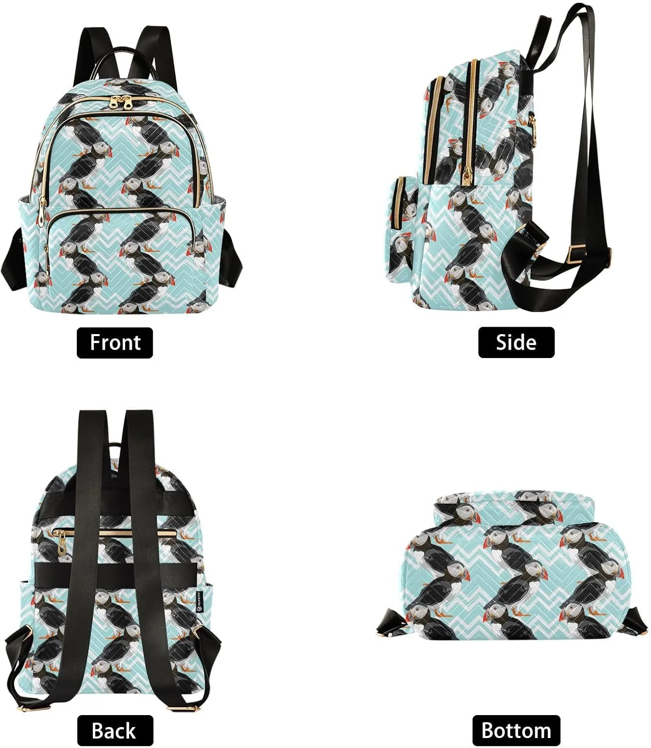 Puffin Bird Mini Backpack for Women, Travel Backpack Purse Daypack Shoulder Bag for Ladies