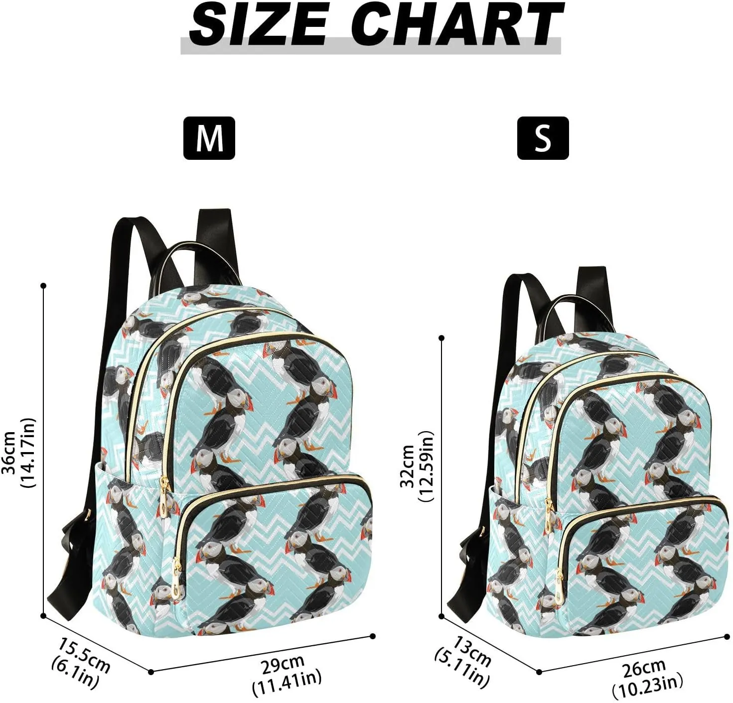 Puffin Bird Mini Backpack for Women, Travel Backpack Purse Daypack Shoulder Bag for Ladies
