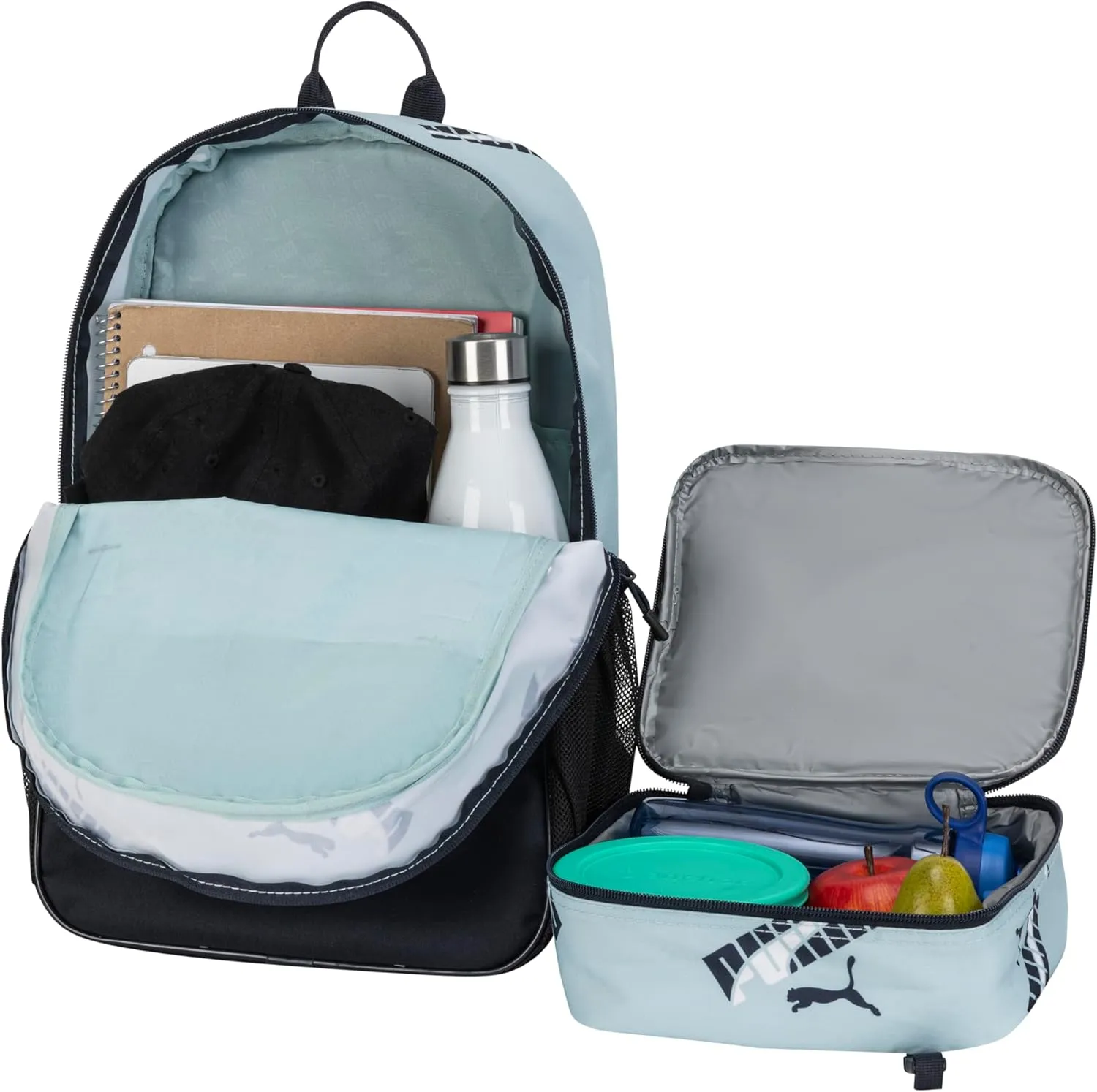 PUMA Unisex Kid's Colony Lunch Kit & Backpack Combo, Modern Mint/New Navy, Medium