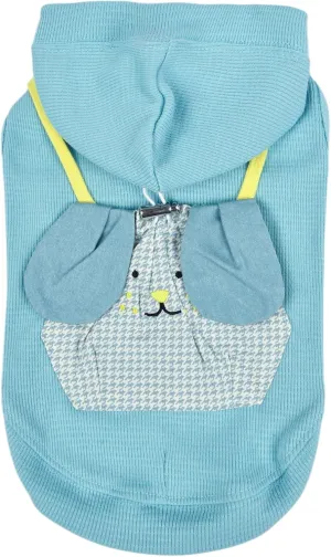 Puppia Lessie Dog Shirt Hooded Trendy Fashionable Cute Dog Apparel for Small and Medium Dogs, Blue, Medium