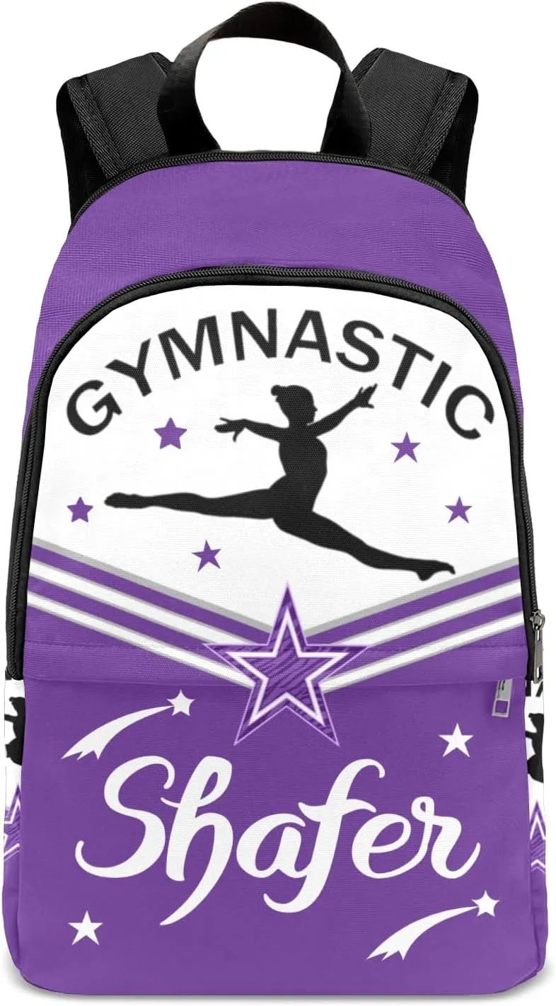 Purple Gymnastic Athlete Personalized Backpack for Teen Custom Travel Backpack for Boys Girs Bookbag Casual Bag Name Gift, Design 12, EU5566SS