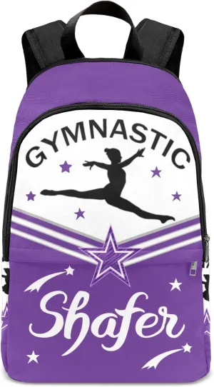 Purple Gymnastic Athlete Personalized Backpack for Teen Custom Travel Backpack for Boys Girs Bookbag Casual Bag Name Gift, Design 12, EU5566SS