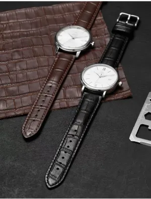 Quick release durable leather watch band top soft crocodile grain replacement watch band 20mm22mm for men and women