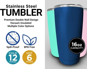 R and R Imports Pulaski New York Souvenir 16 oz Stainless Steel Insulated Tumbler Adventure Awaits Design Black.