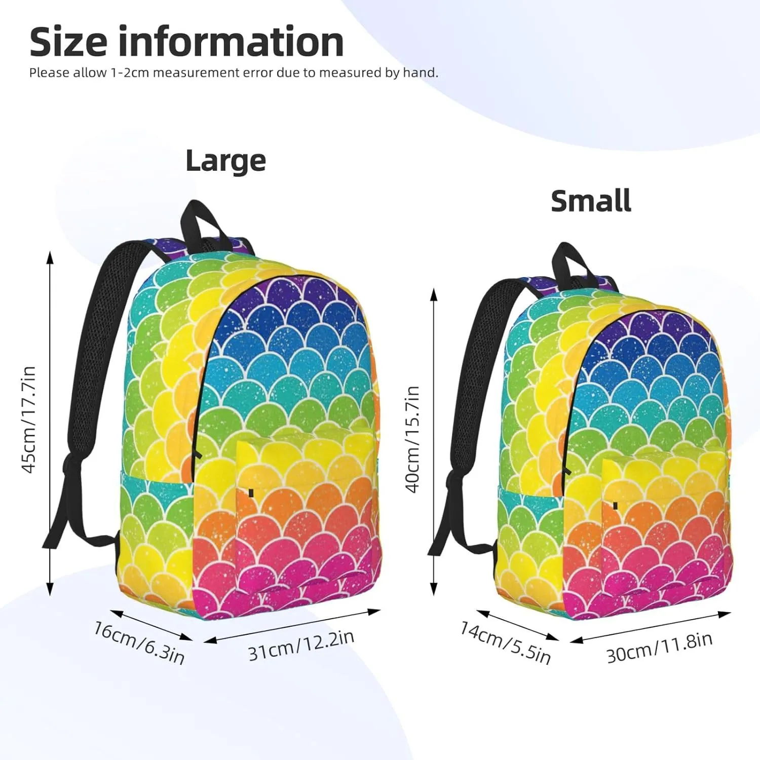 Rainbow Fish Scale Large Capacity Backpack, Men'S And Women'S Fashionable Travel Backpack, Leisure Work Bag,