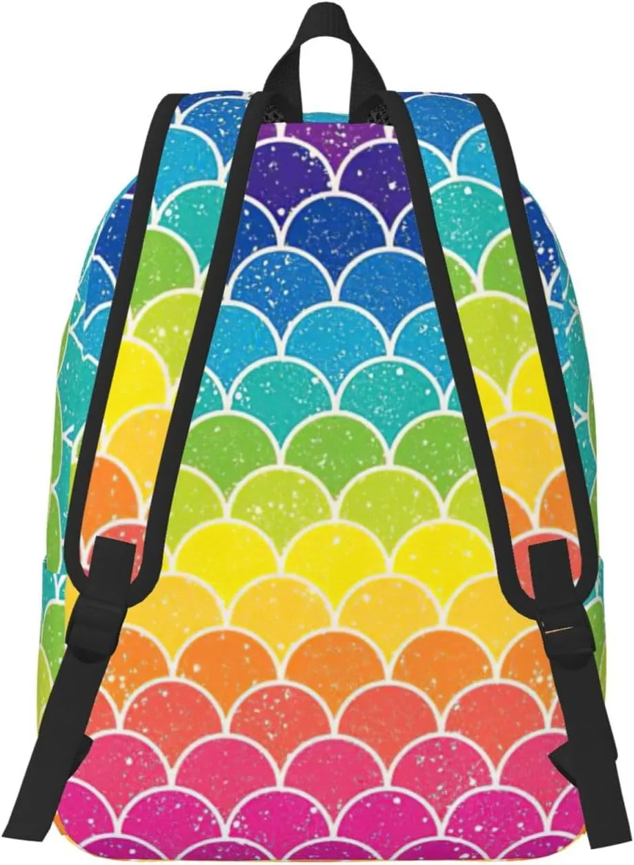 Rainbow Fish Scale Large Capacity Backpack, Men'S And Women'S Fashionable Travel Backpack, Leisure Work Bag,