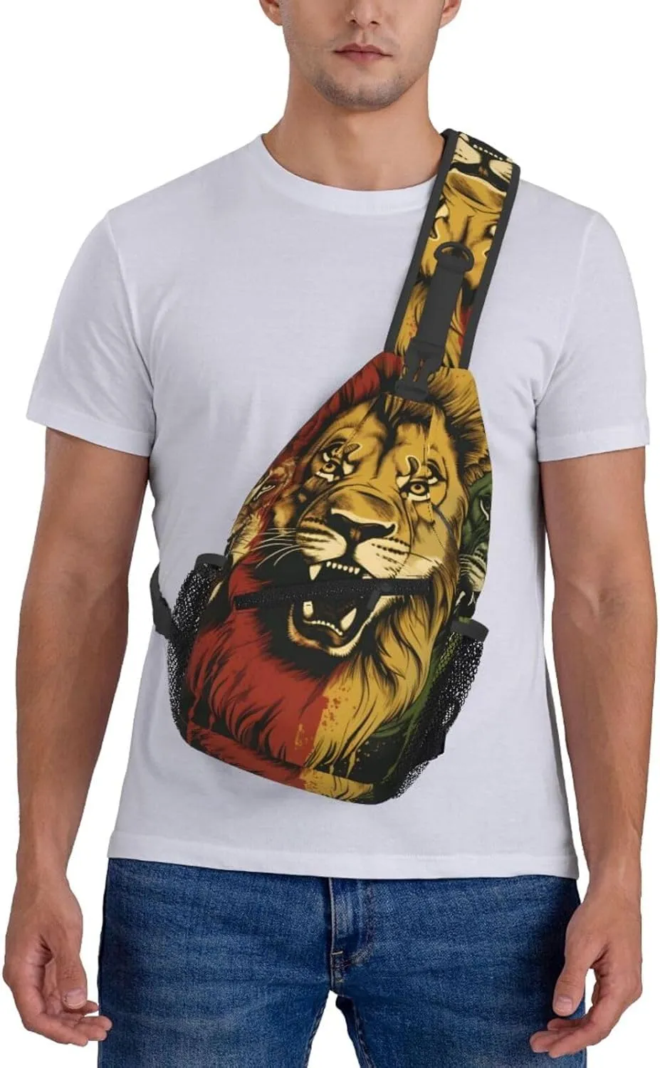 Rastafarian Lions Sling Backpack for Women Men, Chest Bag Daypack Crossbody for Travel Sport Running Hiking