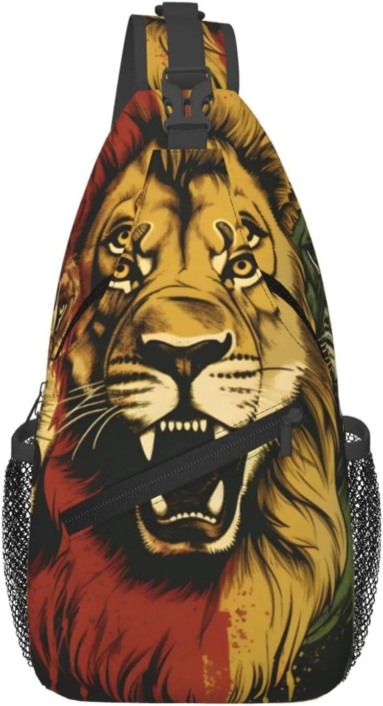 Rastafarian Lions Sling Backpack for Women Men, Chest Bag Daypack Crossbody for Travel Sport Running Hiking