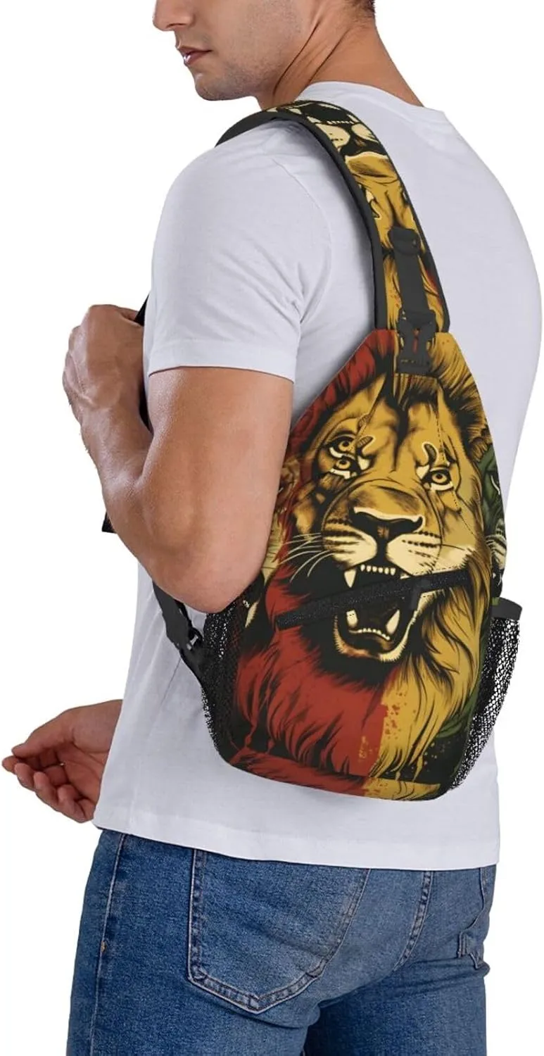 Rastafarian Lions Sling Backpack for Women Men, Chest Bag Daypack Crossbody for Travel Sport Running Hiking