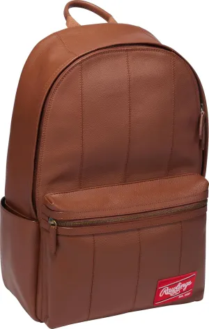 Rawlings Men's Leather Backpack Collection Strike Out, Tan, 5" x 12" x 17.5"