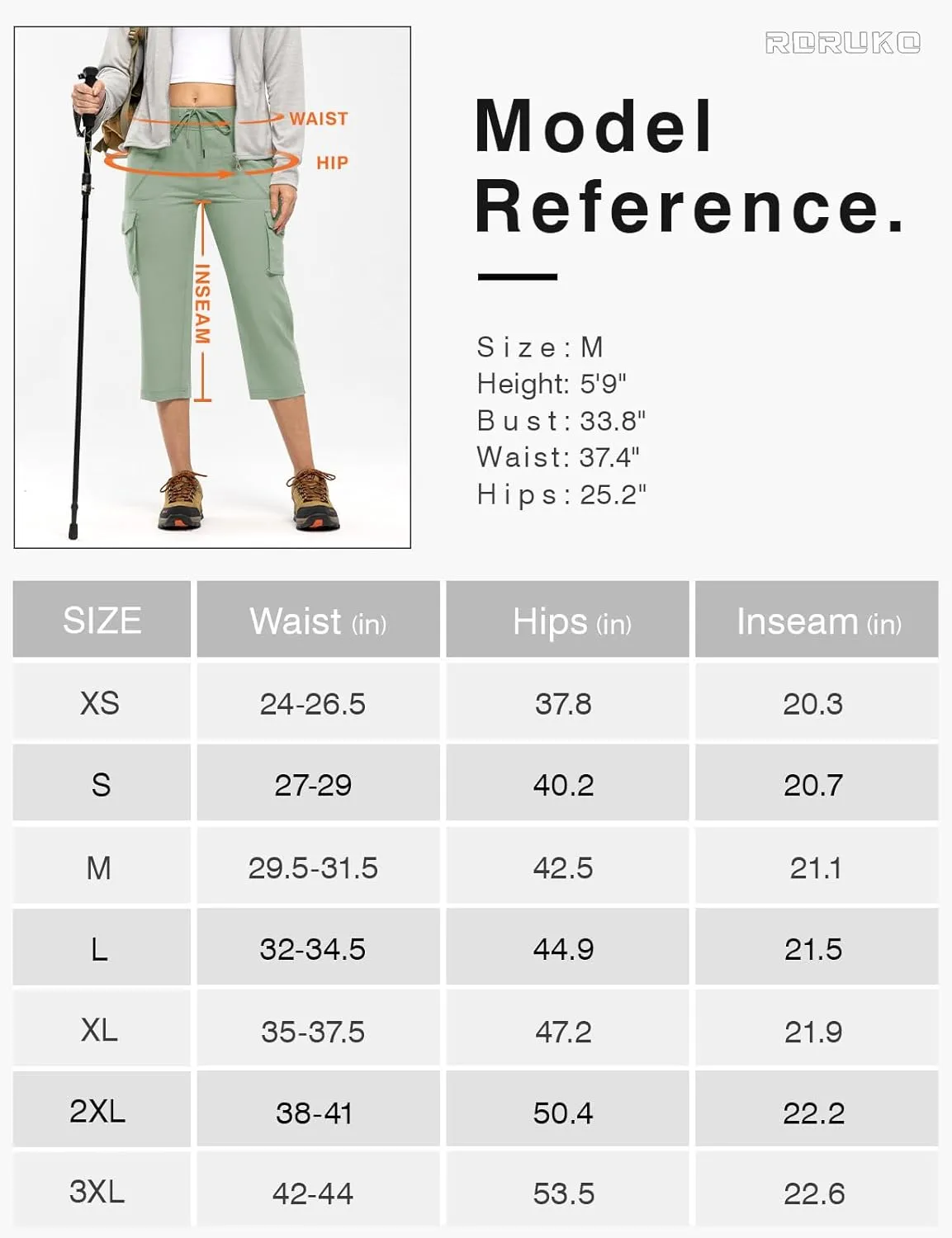 Rdruko Women's Cargo Capris Hiking Pants Lightweight Quick Dry Summer Outdoor Casual Travel Pants with Pockets