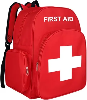 Red Emergency Bag First Aid Backpack Empty Medical First Aid Bag Treatment First Responder Trauma Bags for Camping Cycling Outings Daycare
