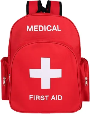 Red Emergency Bag First Aid Backpack Empty Medical First Aid Bag Treatment First Responder Trauma Bags for Camping Cycling Outings Daycare