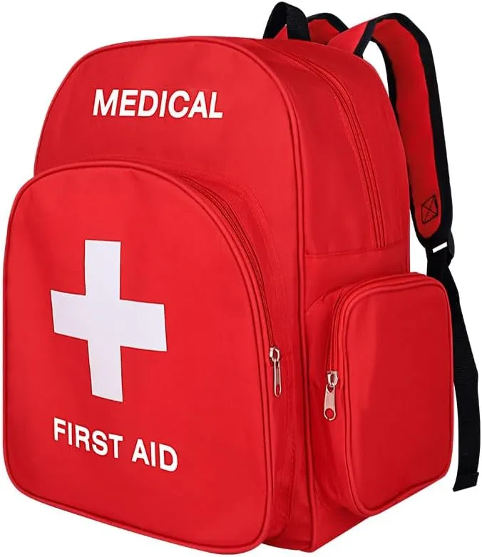 Red Emergency Bag First Aid Backpack Empty Medical First Aid Bag Treatment First Responder Trauma Bags for Camping Cycling Outings Daycare