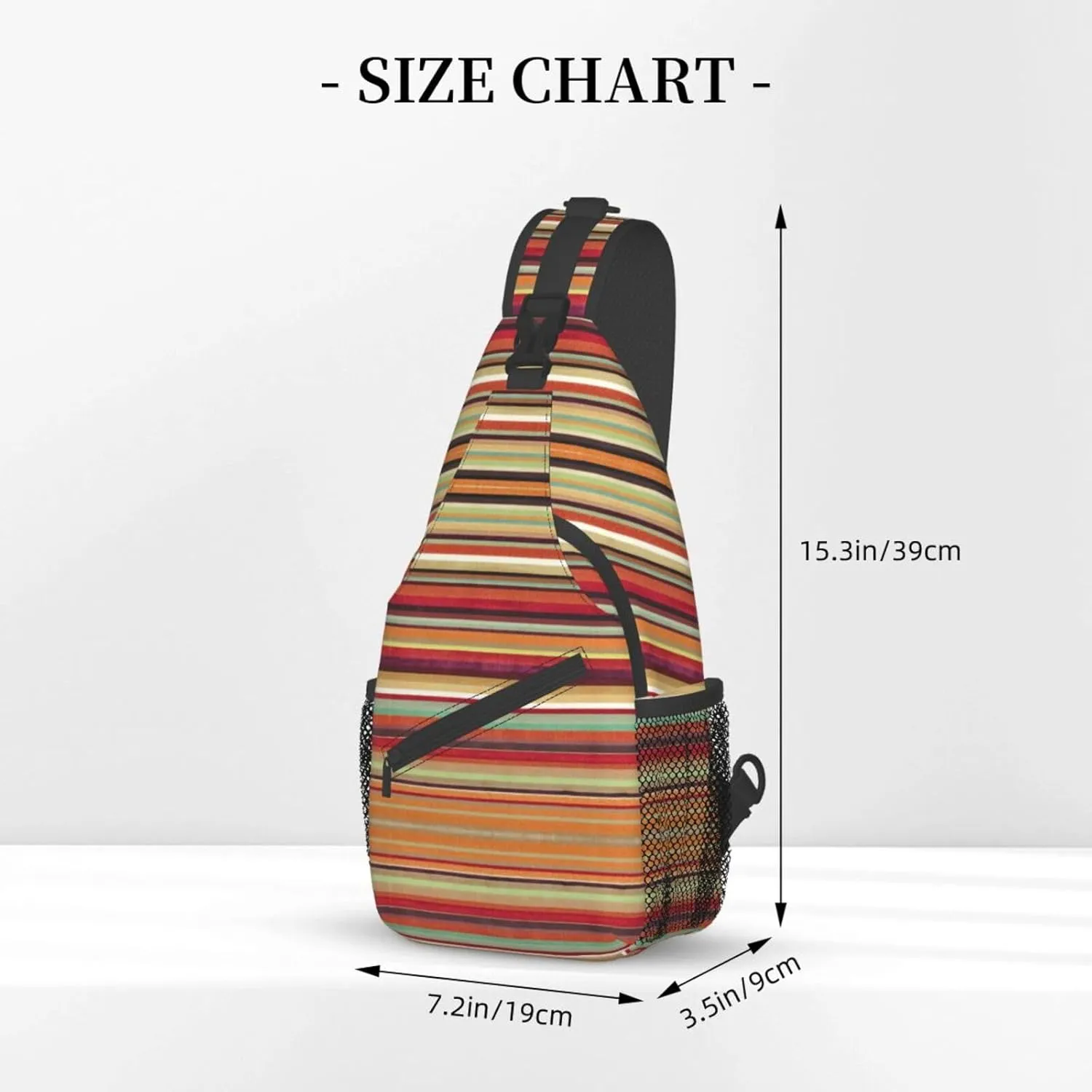 Red Stripe. Printed Canvas Sling Bag Crossbody Backpack, Hiking Daypack Chest Bag For Women Men