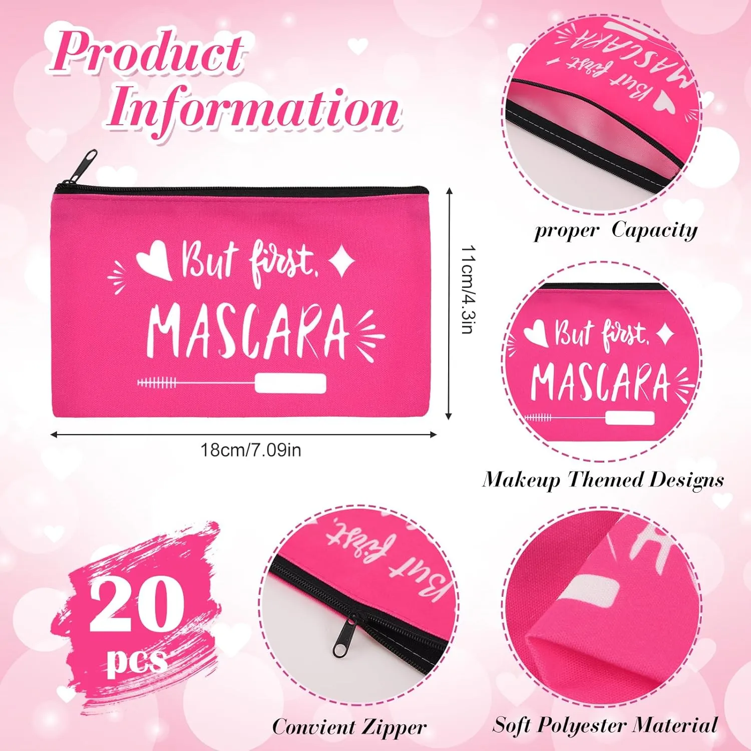 Reginary 20 Pcs Canvas Cosmetic Bag Inspirational Quotes Makeup Bags with Zipper Encouragement Travel Toiletry Pouch Appreciation Gift for Women,7 x 4.3 Inch(Bright Color,Hello Gorgeous)