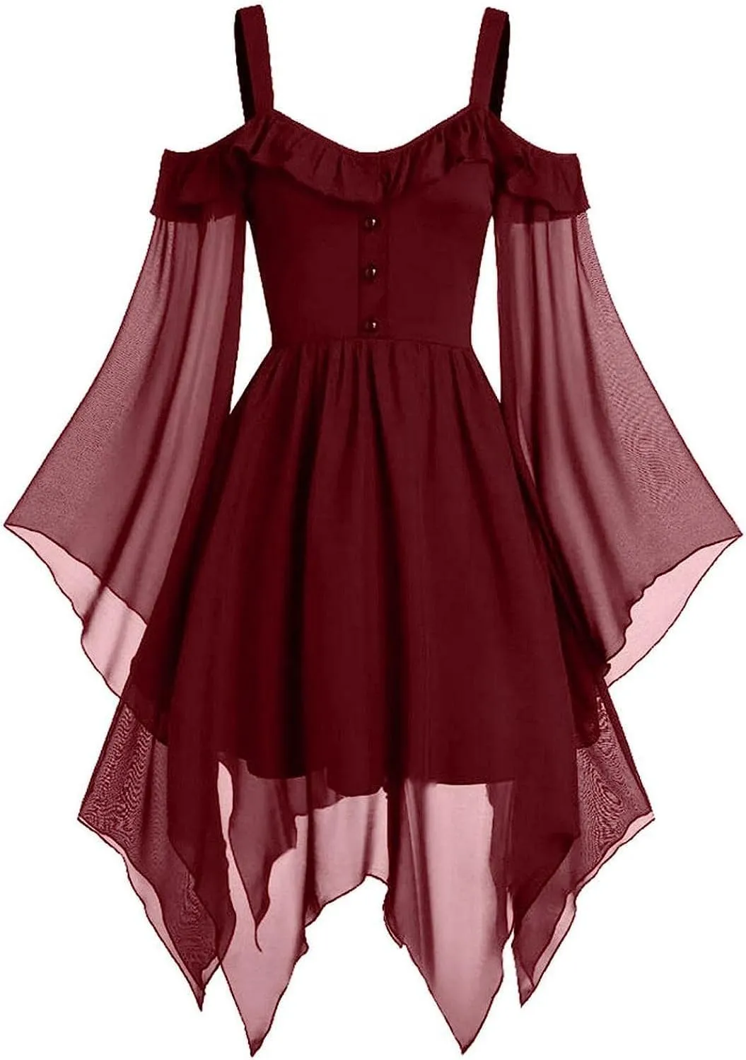 Renaissance Gothic Off Shoulder Lace Dress - Women's Medieval Costume for Halloween