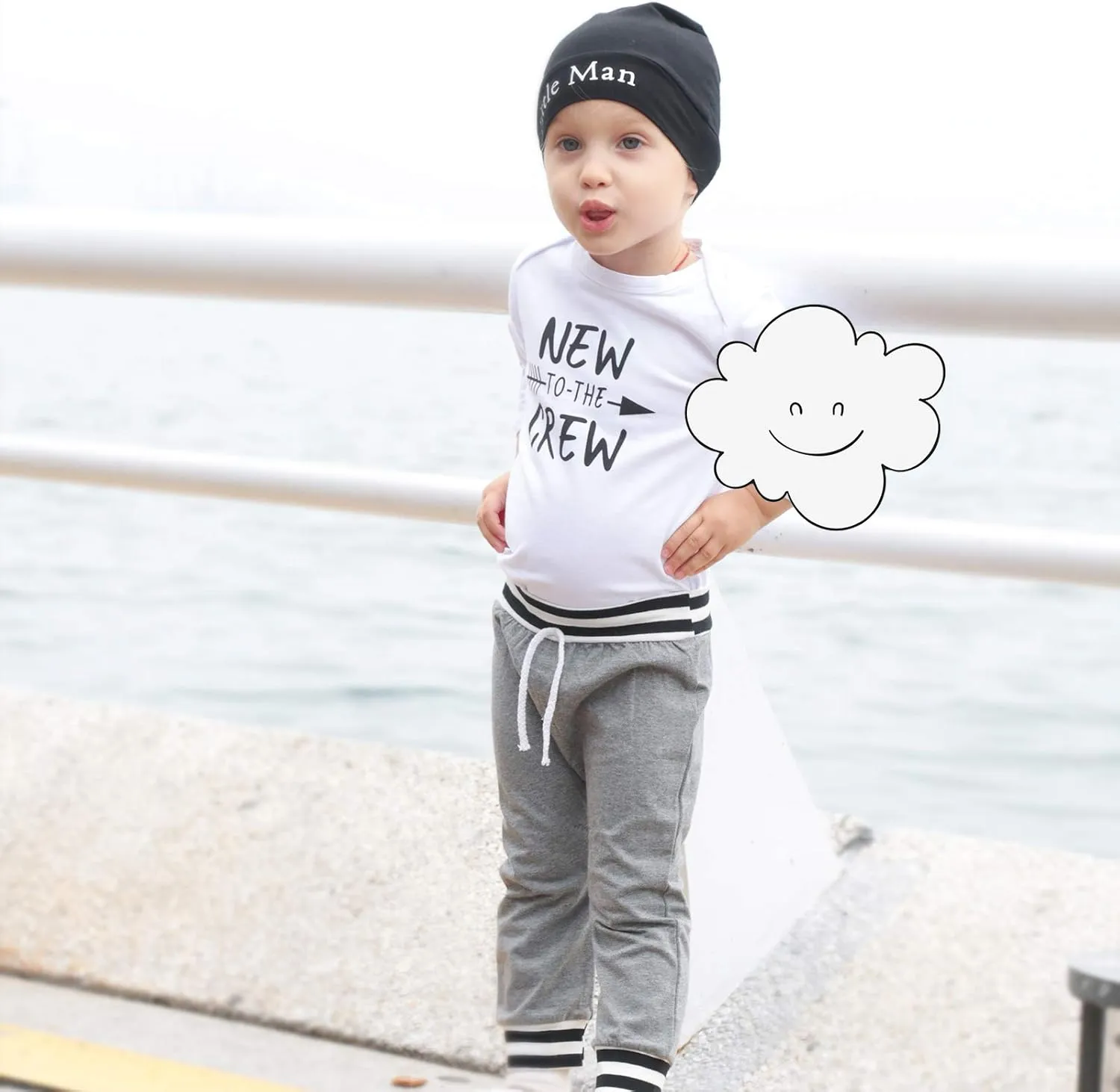 Renotemy Newborn Infant Baby Boy Clothes Outfits New to The Crew Outfits Long Pants Toddler Baby Boy Clothes Set
