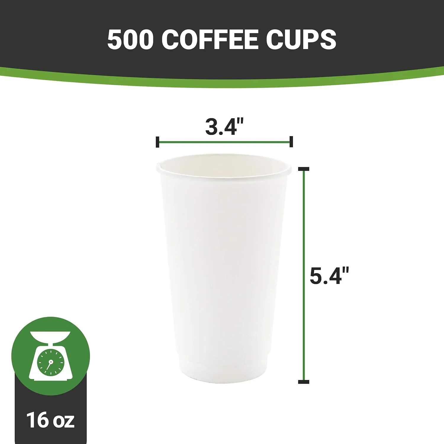 Restaurantware 16 Ounce Disposable Coffee Cups 500 Double Wall Hot Cups For Coffee - Lids Sold Separately Rippled Wall White Paper Insulated Coffee Cups For Coffee Hot Chocolate Tea And More