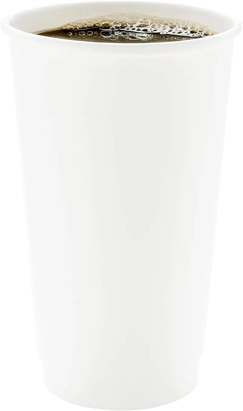 Restaurantware 16 Ounce Disposable Coffee Cups 500 Double Wall Hot Cups For Coffee - Lids Sold Separately Rippled Wall White Paper Insulated Coffee Cups For Coffee Hot Chocolate Tea And More