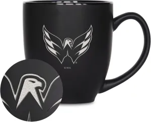Rico Industries NHL Hockey 16oz Laser Engraved Matte Black Ceramic Bistro Mug - for Hot or Cold Drinks