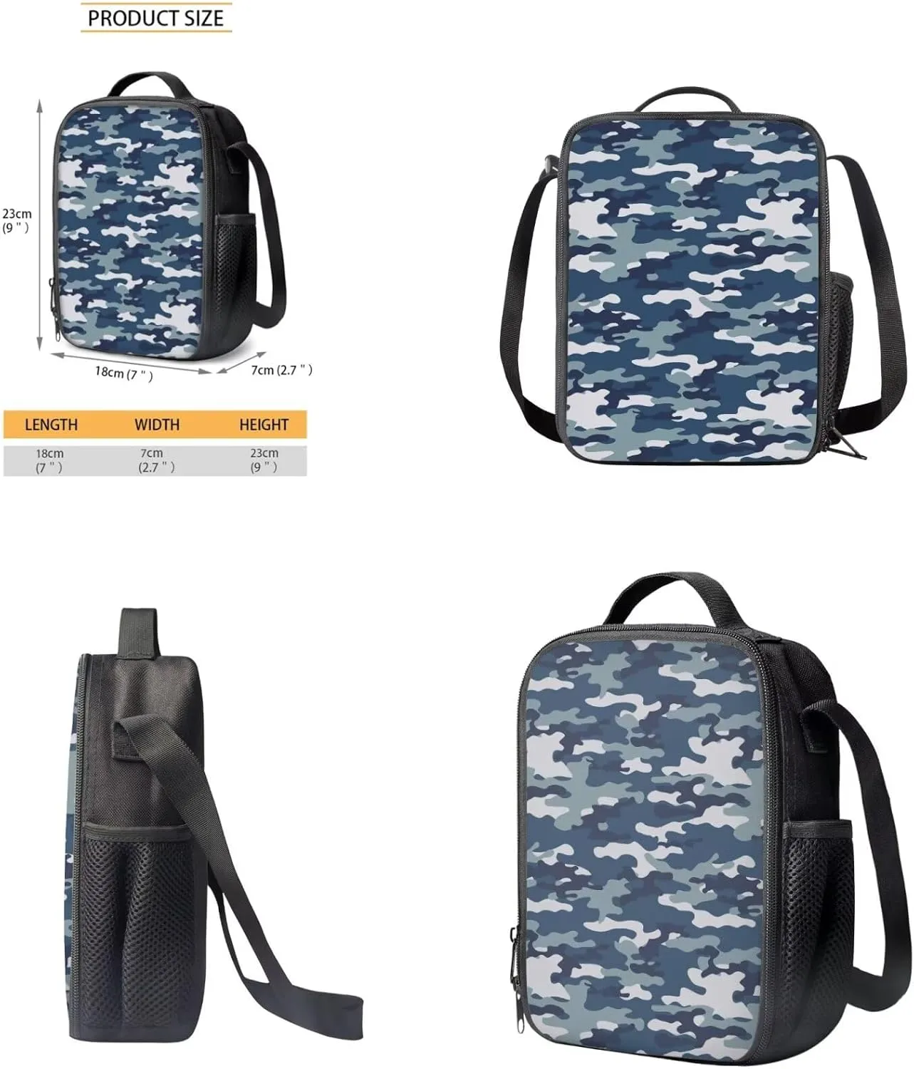 Rnyleeg Boys Camo Backpack 10-12 Years Old Lightweight School Backpack Set with Lunch Box and Pencil Case 4 Piece Casual Book Bag for Primary Middle Students Mochilas Para NiñA