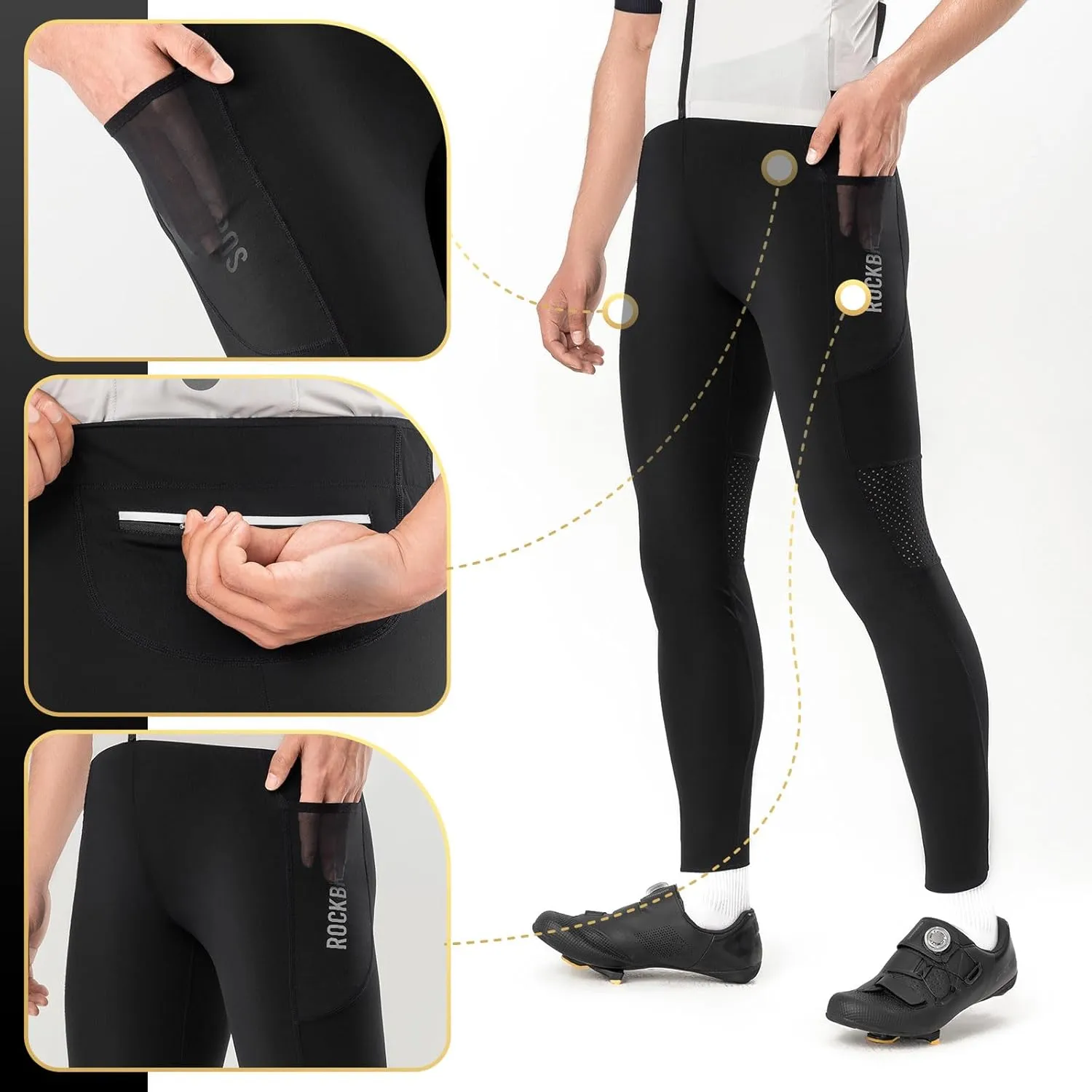 ROCKBROS Men's Cycling Pants Comfortable Tight Multi-Functional All-Season Pants Running Outdoor Activities Bike Pants