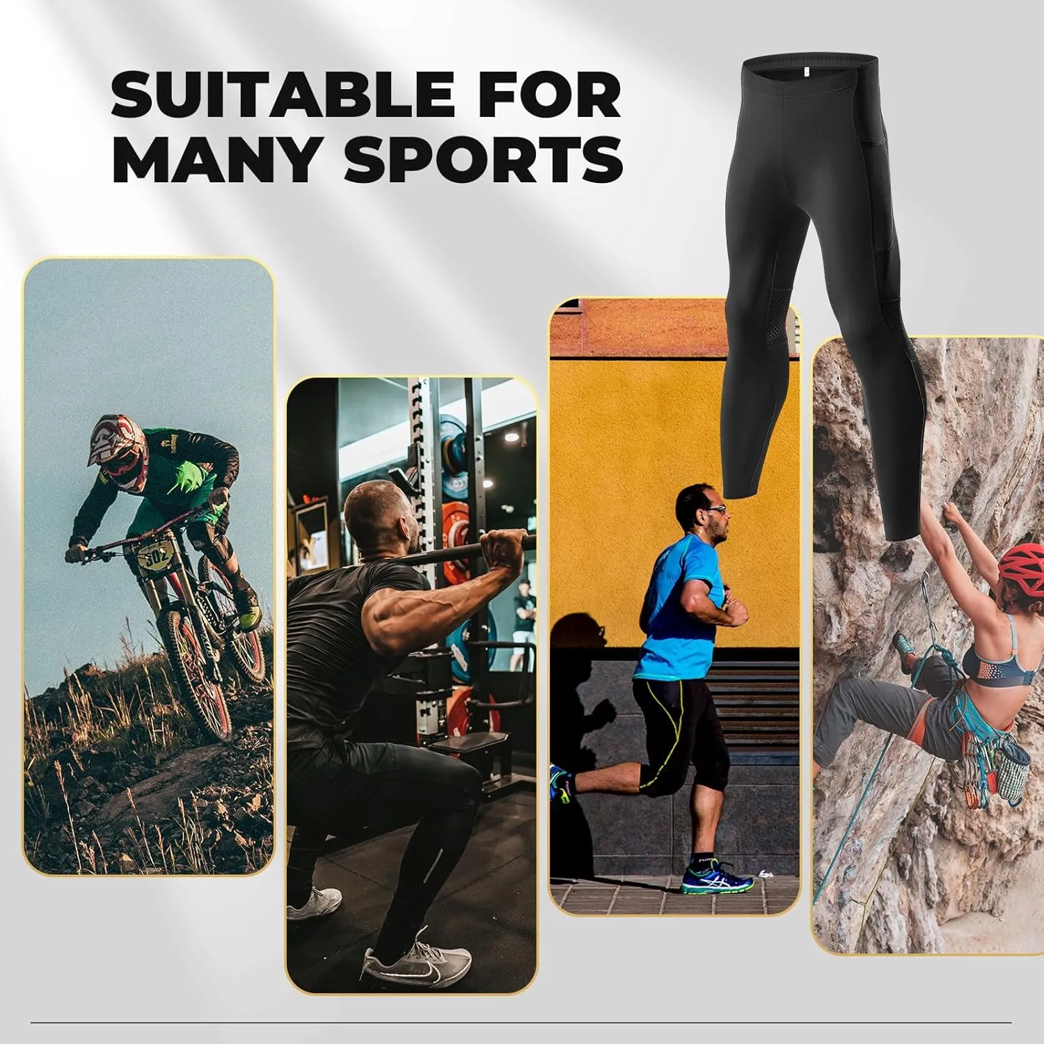 ROCKBROS Men's Cycling Pants Comfortable Tight Multi-Functional All-Season Pants Running Outdoor Activities Bike Pants
