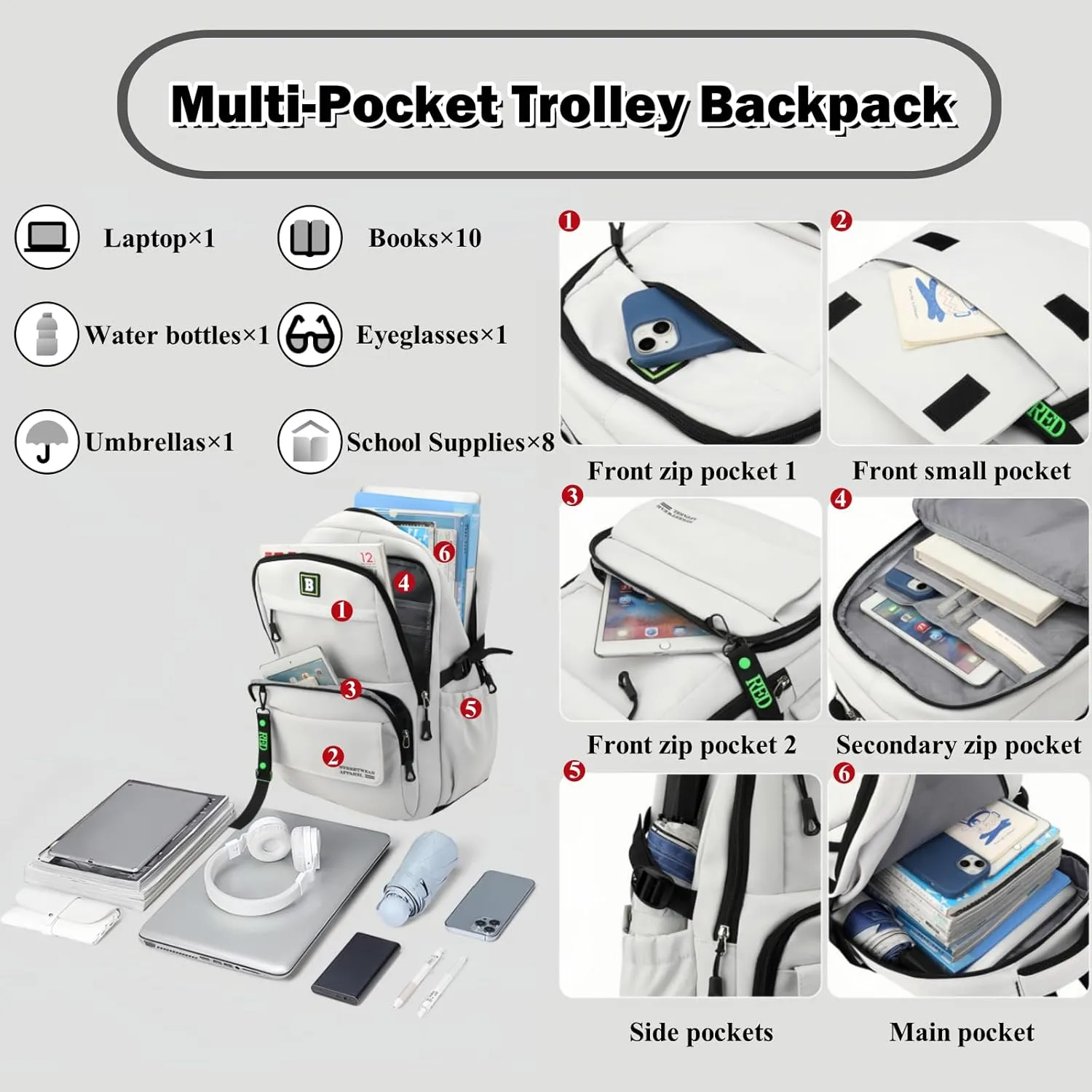 Rolling Backpack for Boys Kids with Wheels Trolley School Bag for Teens Elementary Wheeled Backpack