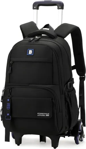 Rolling Backpack for Boys Kids with Wheels Trolley School Bag for Teens Elementary Wheeled Backpack