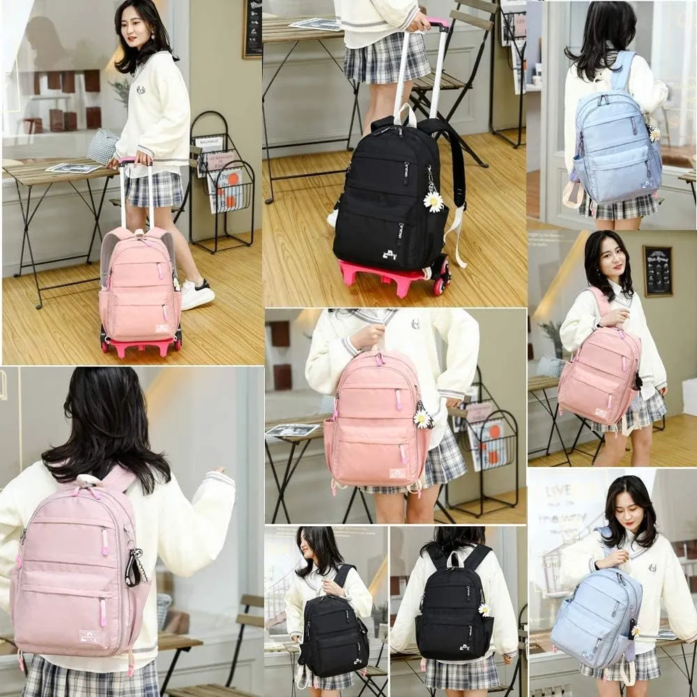 Rolling Backpack,Backpack with Wheels,Kids Roller Backpack for Girls Boys Travel Bag on Wheels Kids Trolley School Bag,Blue