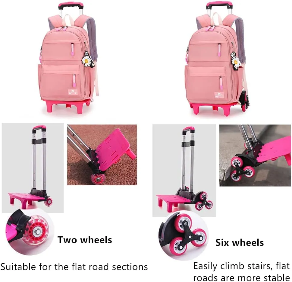 Rolling Backpack,Backpack with Wheels,Kids Roller Backpack for Girls Boys Travel Bag on Wheels Kids Trolley School Bag,Blue