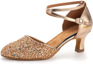 RoseMoli 1920s Shoes for Women Salsa Ballroom Dance Shoes for Woman Low Heels Dancing Pumps for Latin Tango Flapper Character Party Glitter Shoe
