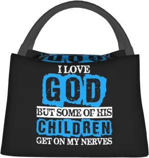 Rqwaaed I Love God But Some Of His Children Get On My Nerves Vintage Large Collapsible Insulated Cooler Bag - Leakproof Lunch Tote for Adults