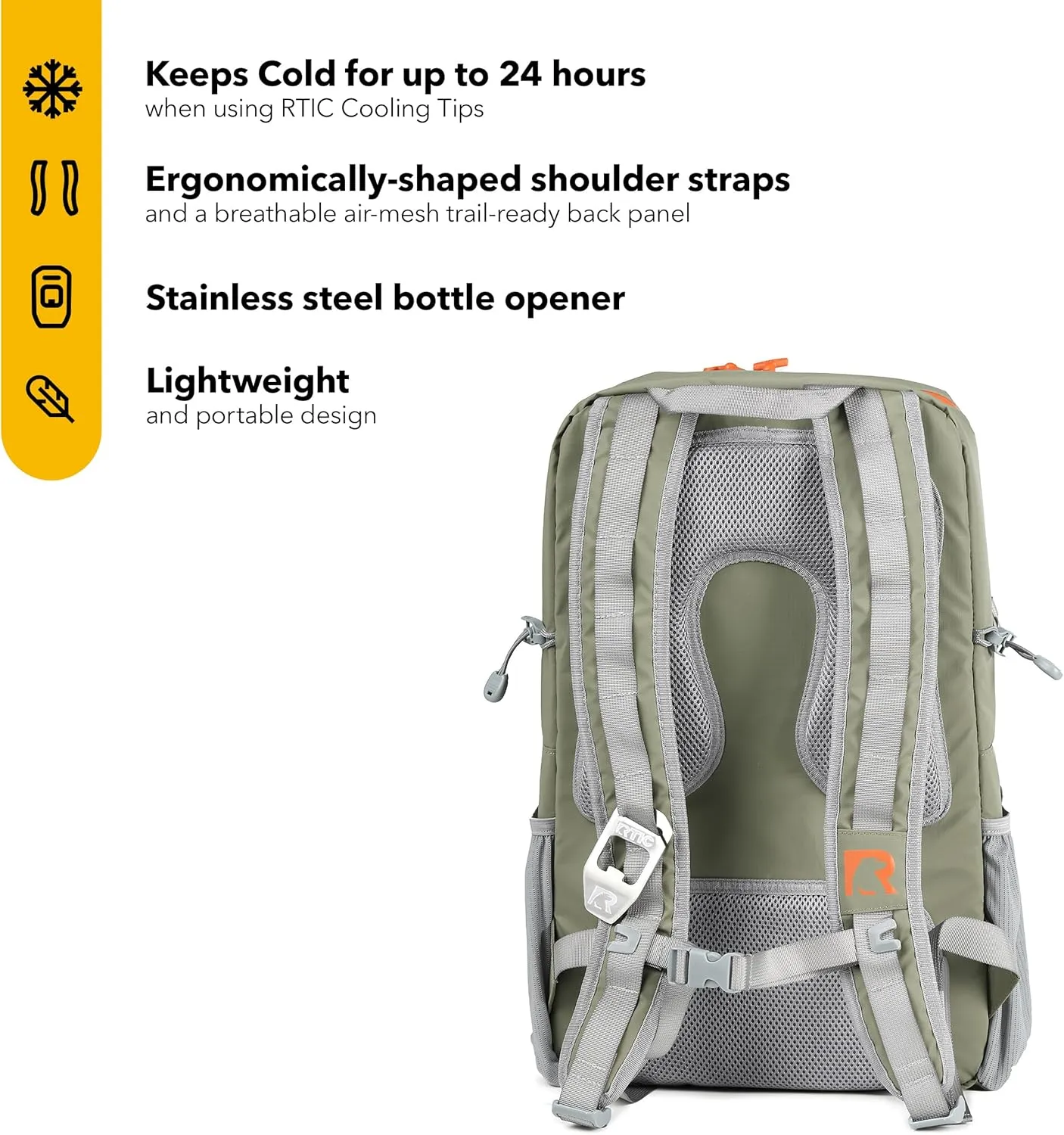 RTIC Chillout 24 Can Backpack Cooler Insulated Portable Soft Cooler Bag for Lunch, Beach, Drink, Beverage, Travel, Camping, Picnic, Car, Hiking