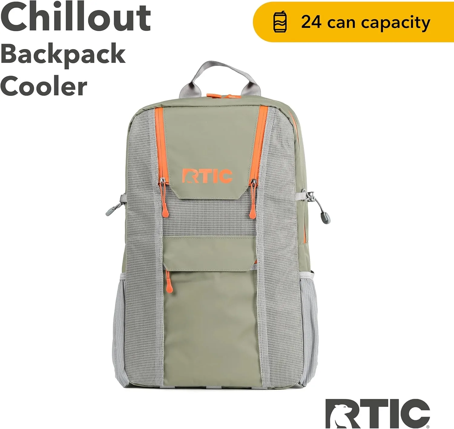 RTIC Chillout 24 Can Backpack Cooler Insulated Portable Soft Cooler Bag for Lunch, Beach, Drink, Beverage, Travel, Camping, Picnic, Car, Hiking